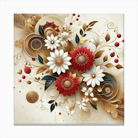 White and red flowers Canvas Print