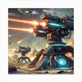 A Depiction Of Flamehunter Turrets From The Aurora Canvas Print