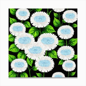 White Daisies On Black Background 1 Canvas Print