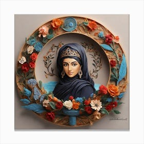 Muslim Woman With Flowers Canvas Print
