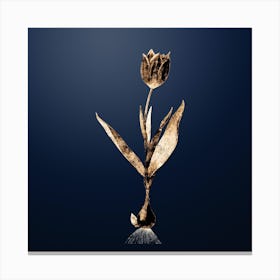 Gold Botanical Tulip on Midnight Navy n.3911 Canvas Print