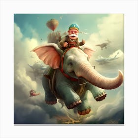 Santa Riding An Elephant Canvas Print