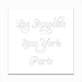 Los Angeles New York Paris Outline Canvas Print