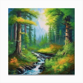 Stream In The Forest 2 Canvas Print