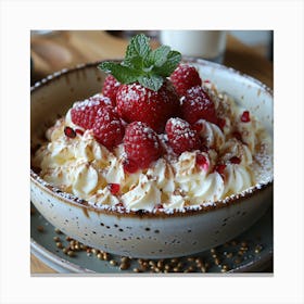 Bowl Of Raspberries Canvas Print