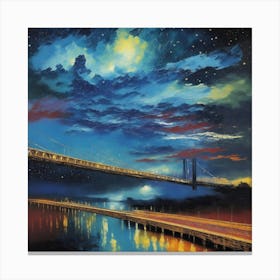 Brooklyn Bridge At Night Canvas Print