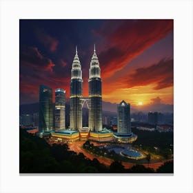 Petronas Towers At Sunset 1 Canvas Print