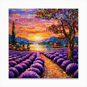 Sunset In Lavender Fields Canvas Print
