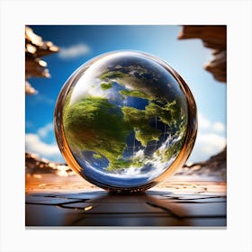 Earth In A Glass Ball Canvas Print