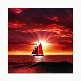 Sailboat At Sunset 34 Canvas Print