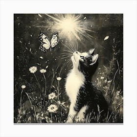 Cat With Butterfly Canvas Print