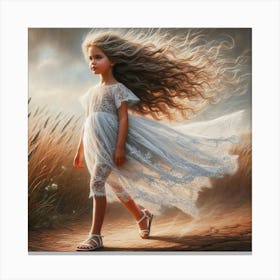 Little Girl With Long Hair 1 Canvas Print