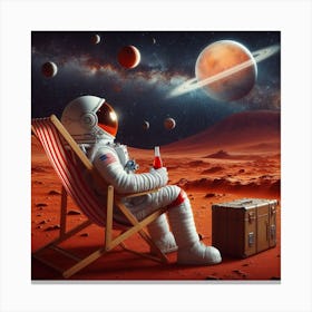 Astronaut relaxing on mars Canvas Print