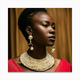 Single Beautiful African Pearly Necklace On Displa (3) Canvas Print