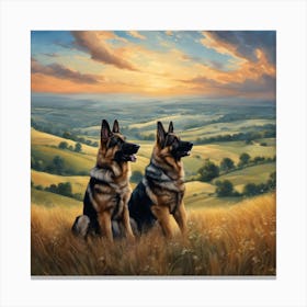 German Shepherds looking beyond Canvas Print