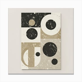 Bauhaus style rectangles and circles in black and white 3 Canvas Print
