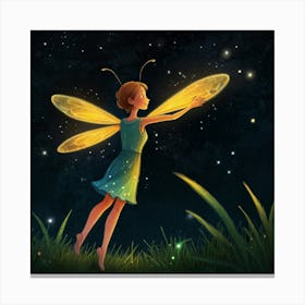 Fairy In The Night Sky Canvas Print