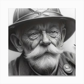 Pencil Old Fireman 1 Canvas Print