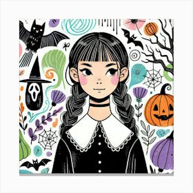 wedenesday adams Halloween Girl Canvas Print