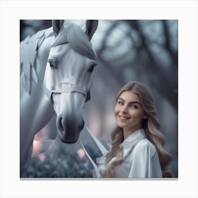 Portrait Of A Girl With A Horse 1 Canvas Print