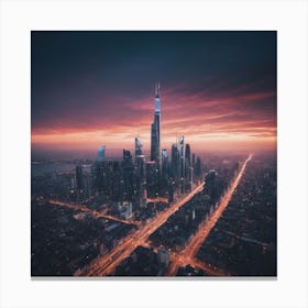 Skyscraper At Dusk Canvas Print