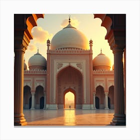 Sunrise At Taj Mahal Canvas Print