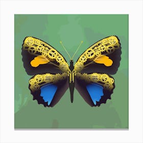 Mechanical Butterfly The Callicore Aegina On A Green Background Canvas Print