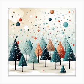 Christmas Trees In The Snow Canvas Print