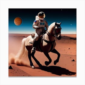 Astronaut Riding A Horse In Space Canvas Print
