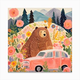 Bear And Car Canvas Print Canvas Print