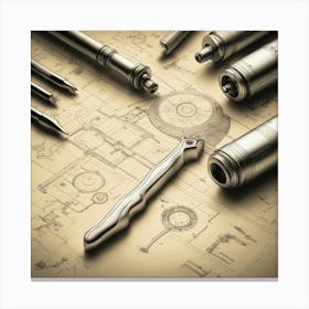 Tools And Blueprints Canvas Print