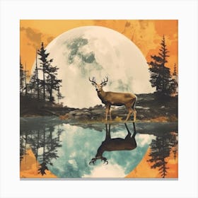 Deer In The Moonlight Canvas Print