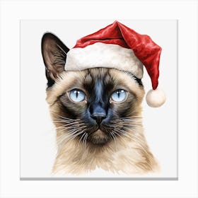 Siamese Cat In Santa Hat 5 Canvas Print