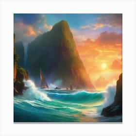 Sunset In The Ocean Canvas Print