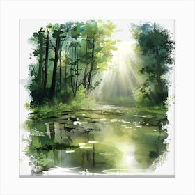 Springtime-Duck-Pond-Clipart.26.arts.usa. Canvas Print