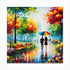 Couple In The Park Canvas Print
