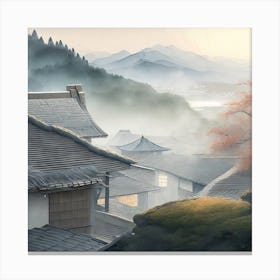 Firefly Rustic Rooftop Japanese Vintage Village Landscape 49882 Canvas Print