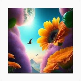  Background Of Paradise Flower  Canvas Print