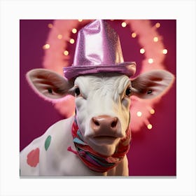 Cow In A Hat Canvas Print
