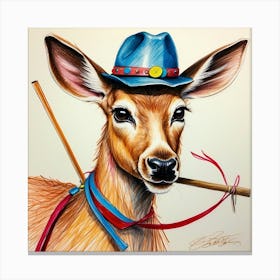 Deer In Hat 1 Canvas Print