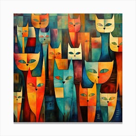 Maraclemente Cats Painting Style Of Paul Klee Seamless 1 Canvas Print