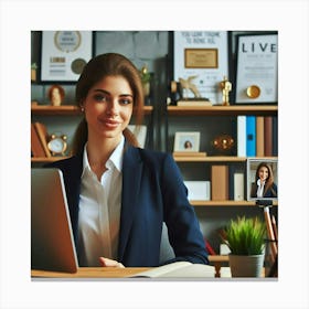 Businesswoman In Office 2 Canvas Print