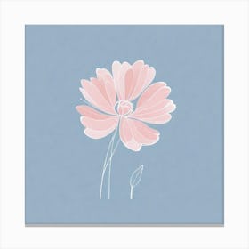 A White And Pink Flower In Minimalist Style Square Composition 179 Canvas Print