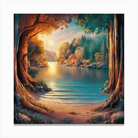 Sunset By The Lake Canvas Print