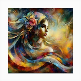 Woman With Flowers In Her Hair Canvas Print