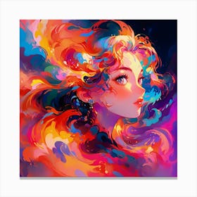 Girl With Colorful Hair 1 Canvas Print