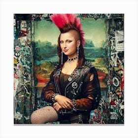 Inked & Edgy: Mona’s Punk Makeover Girl With A Mohawk Canvas Print