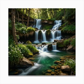 Waterfall In The Forest 99 Canvas Print