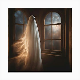 Halloween Ghost In A Room Canvas Print