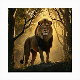 Lion In The Forest 2 Canvas Print